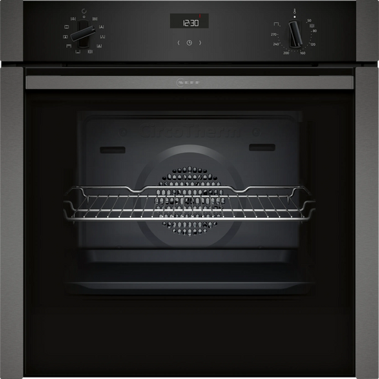 Neff B3ACE4HG0B Built In Electric Single Oven - Black with Graphite Trim