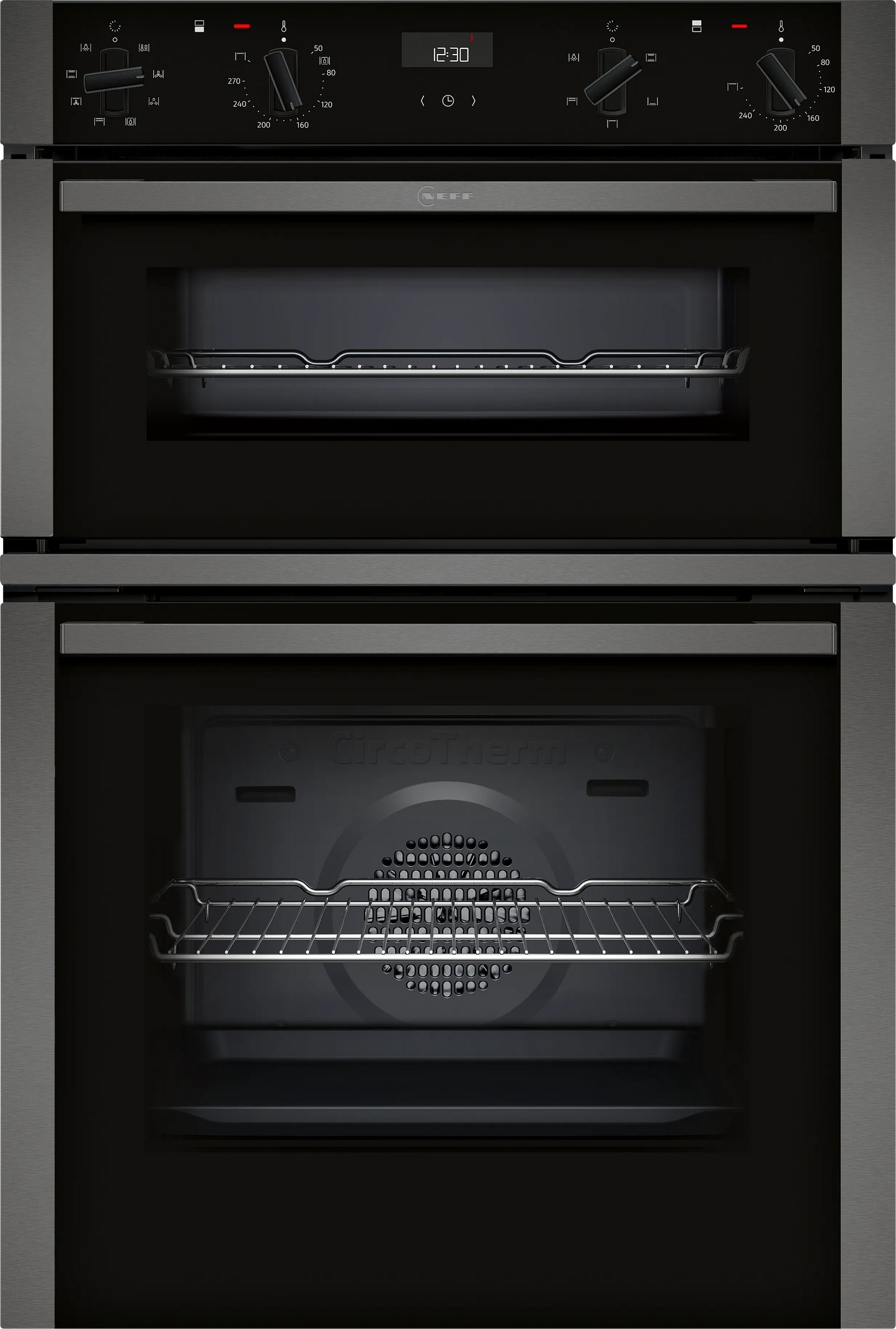 Neff U1ACE2HG0B Built In Electric Double Oven - Black with Graphite Trim