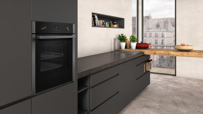 Neff B3ACE4HG0B Built In Electric Single Oven - Black with Graphite Trim