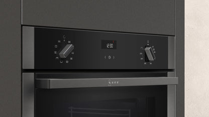 Neff B3ACE4HG0B Built In Electric Single Oven - Black with Graphite Trim