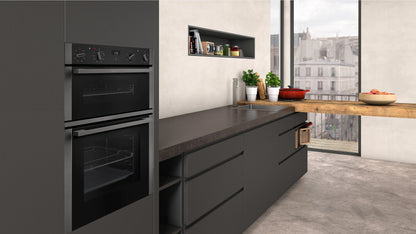 Neff U1ACE2HG0B Built In Electric Double Oven - Black with Graphite Trim