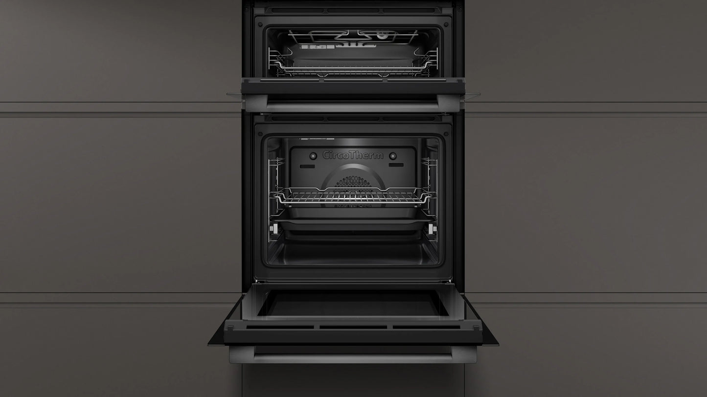 Neff U1ACE2HG0B Built In Electric Double Oven - Black with Graphite Trim