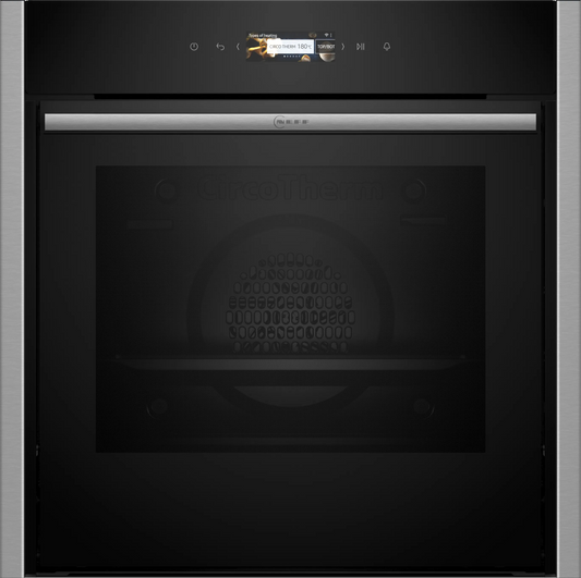 Neff B54CR31N0B Built-In Slide and Hide Single Oven - Black with Steel Trim