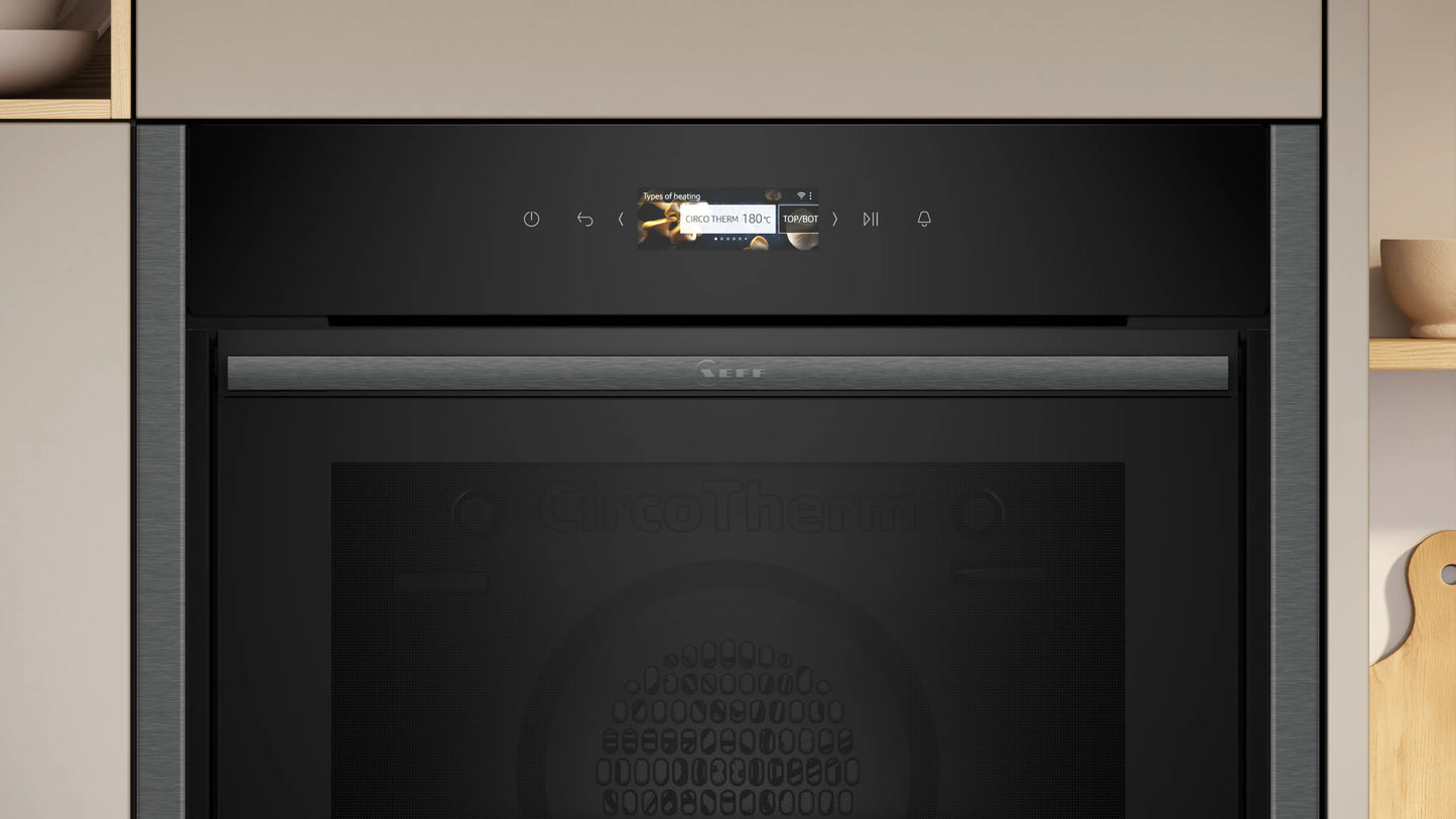 Neff B54CR71G0B Built-In Slide and Hide Single Pyrolytic Oven - Black with Graphite-Grey Trim