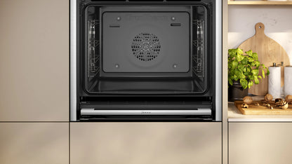 Neff B54CR31N0B Built-In Slide and Hide Single Oven - Black with Steel Trim