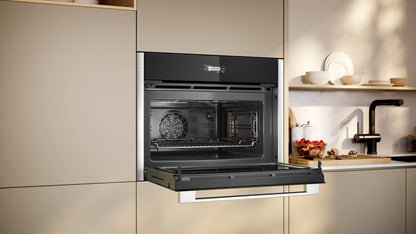 Neff C24MR21N0B Compact 45cm Ovens with Microwave - Black with Steel Trim