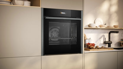 Neff B54CR71G0B Built-In Slide and Hide Single Pyrolytic Oven - Black with Graphite-Grey Trim